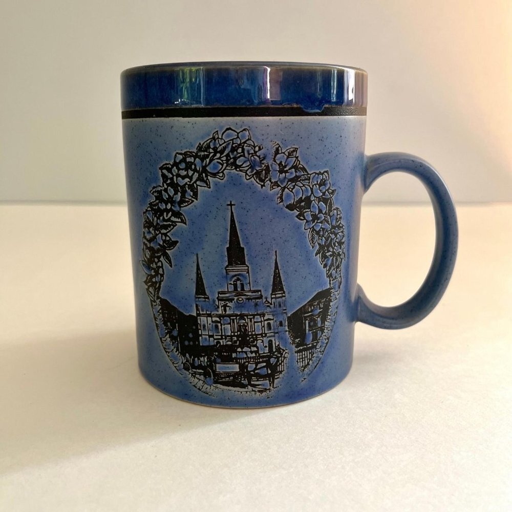 Vintage Large Blue Souvenir Mug - French Quarter New Orleans - Saint Louis